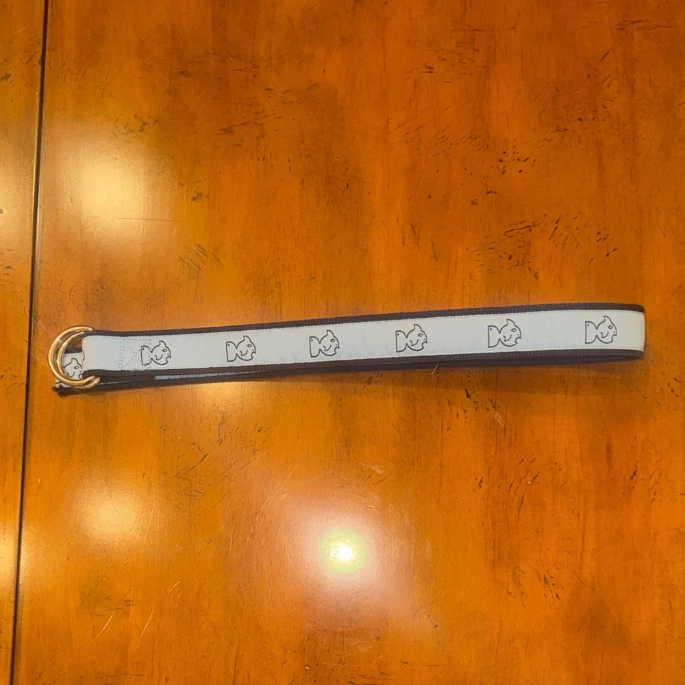 Blue D ring Belt with Fish Pattern size Medium